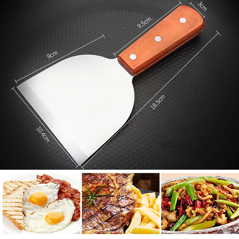  Stainless Steel Steak Shovel Griddle Turner Scraper BBQ Cooking Baking Utensil