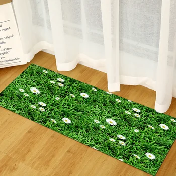 

3D Light Green Grass Non-Slip Absorbent Bath Mat Area Rug for Living Room Bedroom Floor Carpet Tapete Kitchen Rug Hallway Custom