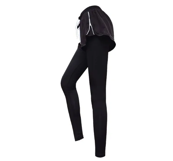 

Mock Two-Piece Gymnastic Pants Women's Running Quick-Dry Capri Pants Fitness Pants Anti-Exposure Yoga Pants Ultra-stretch Loose