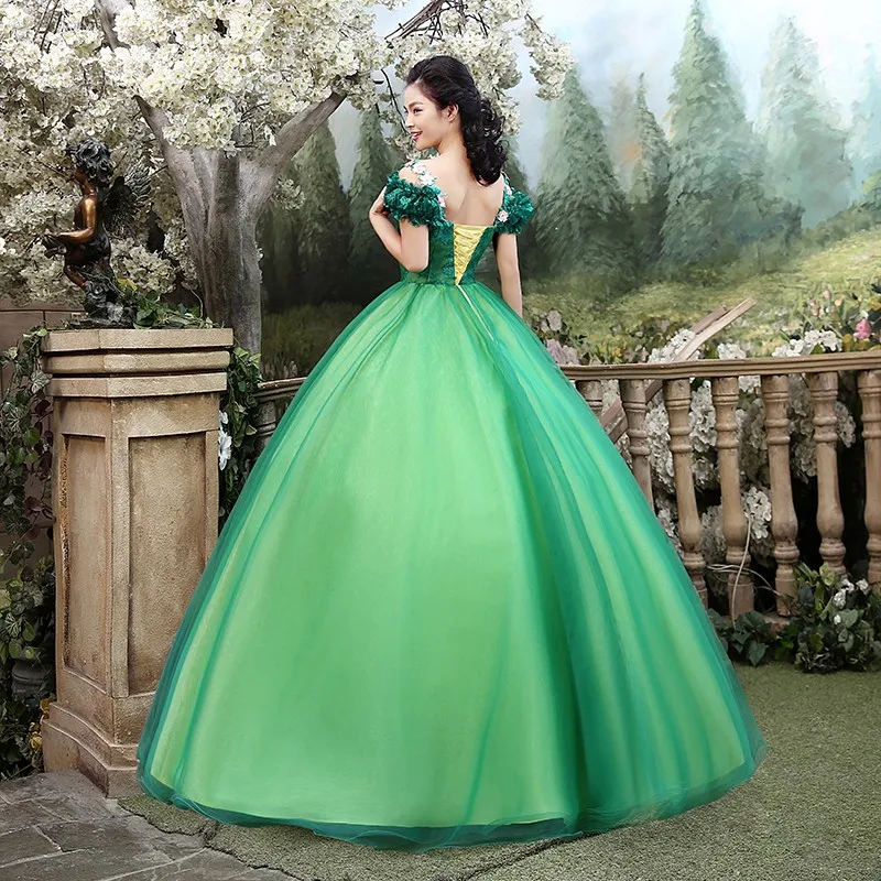 Chic Appliques Beads Green Quinceanera Dresses Puffy A Line Off Shoulder Long Sweet 16 Prom Dress Party Vestidos De 15 Anos