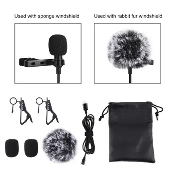 

3.5mm/8Pin/Type-C Clip-on Computer Microphone Collar Tie Mobile Phone Lavalier Mic for ios Android Cell Phone Laptop