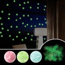 50 шт., настенные наклейки, оконные украшения, для детской спальни, флуоресцентные, светится в темноте, снежинка, светящаяся звезда, сделай сам, креативное украшение