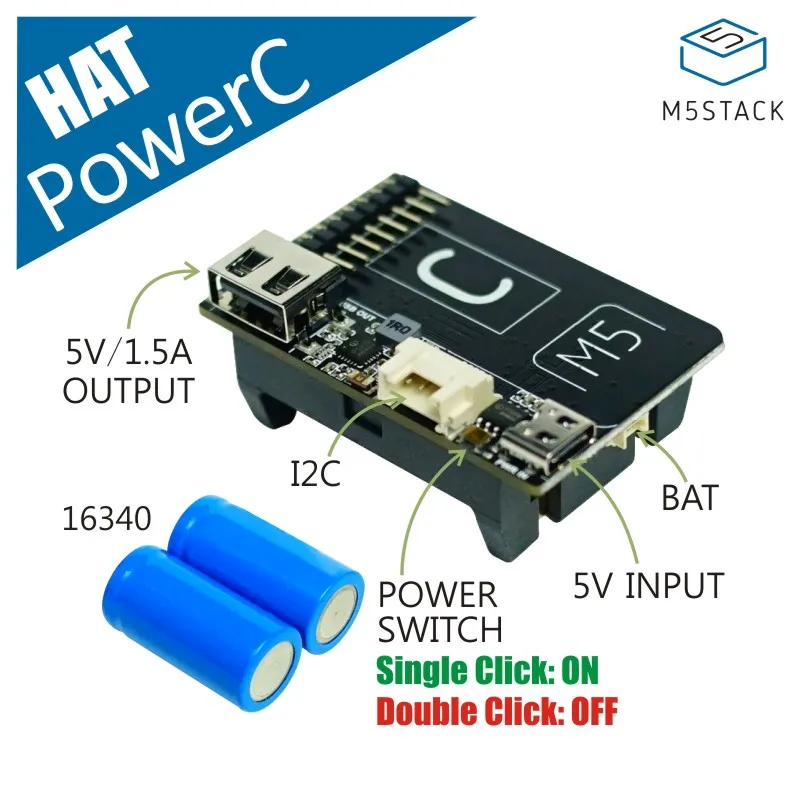 M5Stack официальный power C HAT Дизайн для M5StickC с IP3005 и IP5209 Мобильный Внешний аккумулятор зарядное устройство