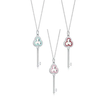 

TTFF New Fashion High Quality Inlaid Shiny Zircon All-match Key Pendant Necklace Sweet Beauty Romantic Jewelry Birthday Gift