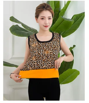 

Winter new middle-aged vest ladies mother loaded vests plus size plus velvet thickening Slim leopard thermal underwear