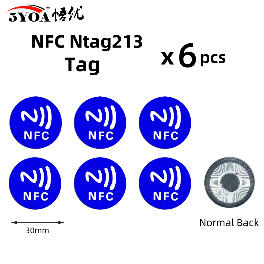 electronic gate lock 6pcs NFC Ntag213 TAG Sticker Ntag 213 for Huawei 13.56MHz Universal Label RFID Key Token Patrol Ultralight Tags best smart door lock Access Control Systems