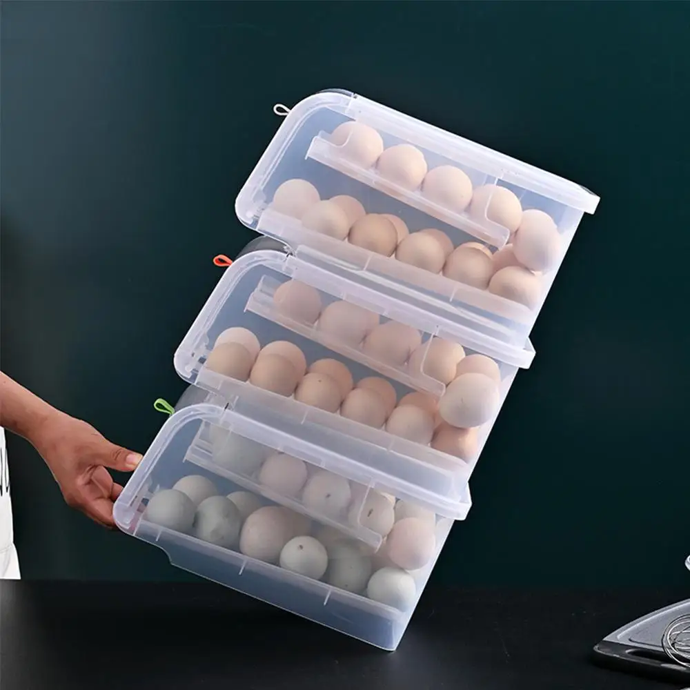 

Household Egg Carton Refrigerator Kitchen Double-layer Storage Box Egg Rack Automatic Rolling Storage Box
