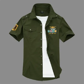 

New short sleeve shirts Fashion airforce uniform military short sleeve shirts men's dress 4xL