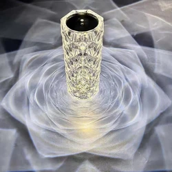 Luz de mesa decorativa importada espanha, lâmpada de mesa com toque de cristal europeu, luxuosa para decoração, sala de estar, diamante, quarto, restaurante, luz ambiente