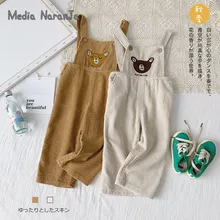 Г. Осенний вельветовый сарафан с милым медведем для маленьких мальчиков и девочек, брюки комбинезоны для малышей