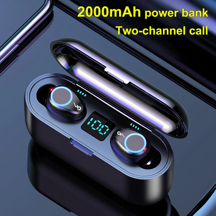Tws Wireless Bluetooth Earphones IPX7 Waterproof Stereo Earphone Earbuds Sport Headset with Charging Box for iPhone xiaomi