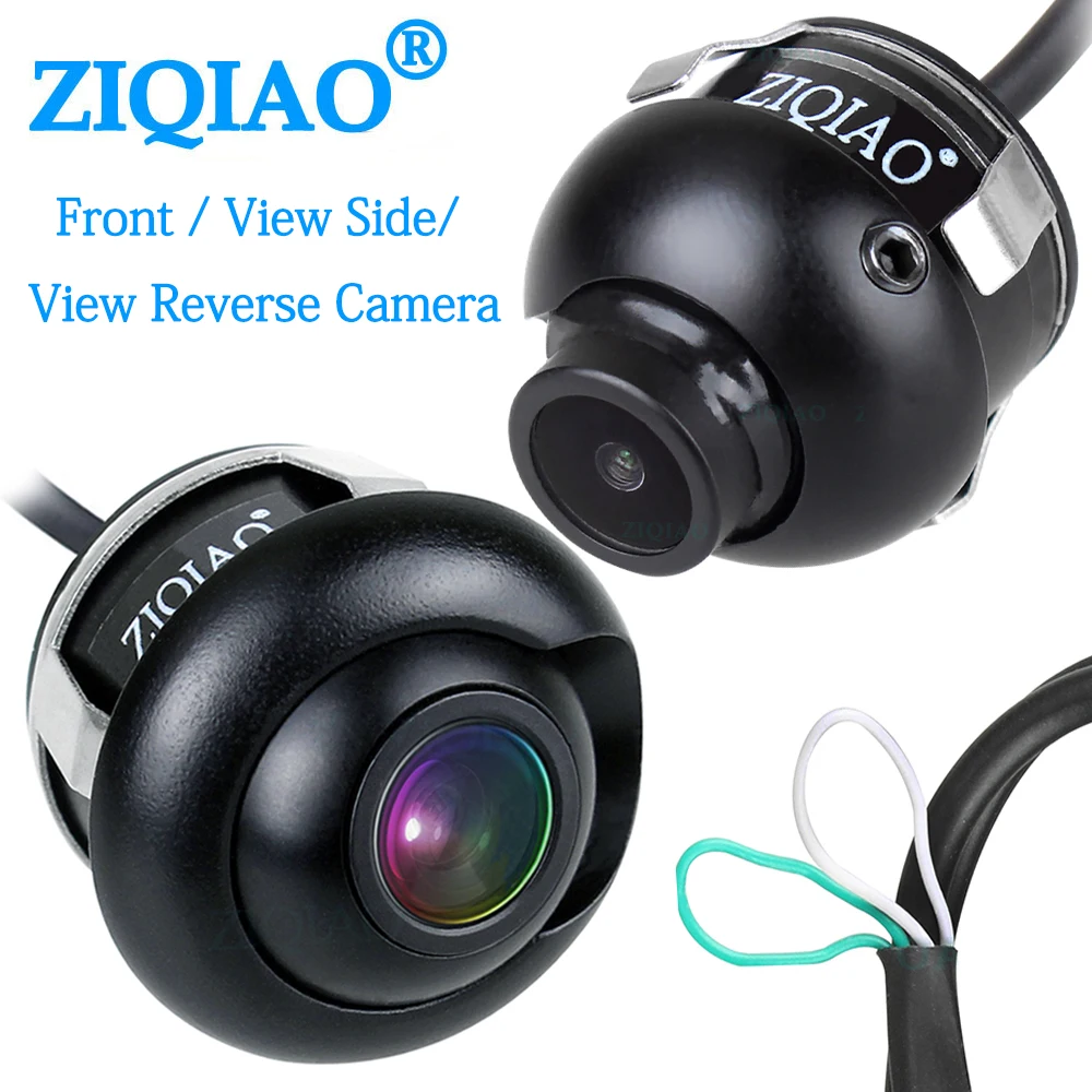 

ZIQIAO Front View Side View Reverse Camera 360° Rotation HD Night Vision Waterproof Car CCD Rear View Parking Camera
