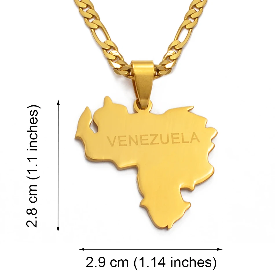 Кулон и ожерелья Anniyo Venezuela с картой для женщин/мужчин золотого цвета и ювелирные изделия из нержавеющей стали, подарки для девочек#038021