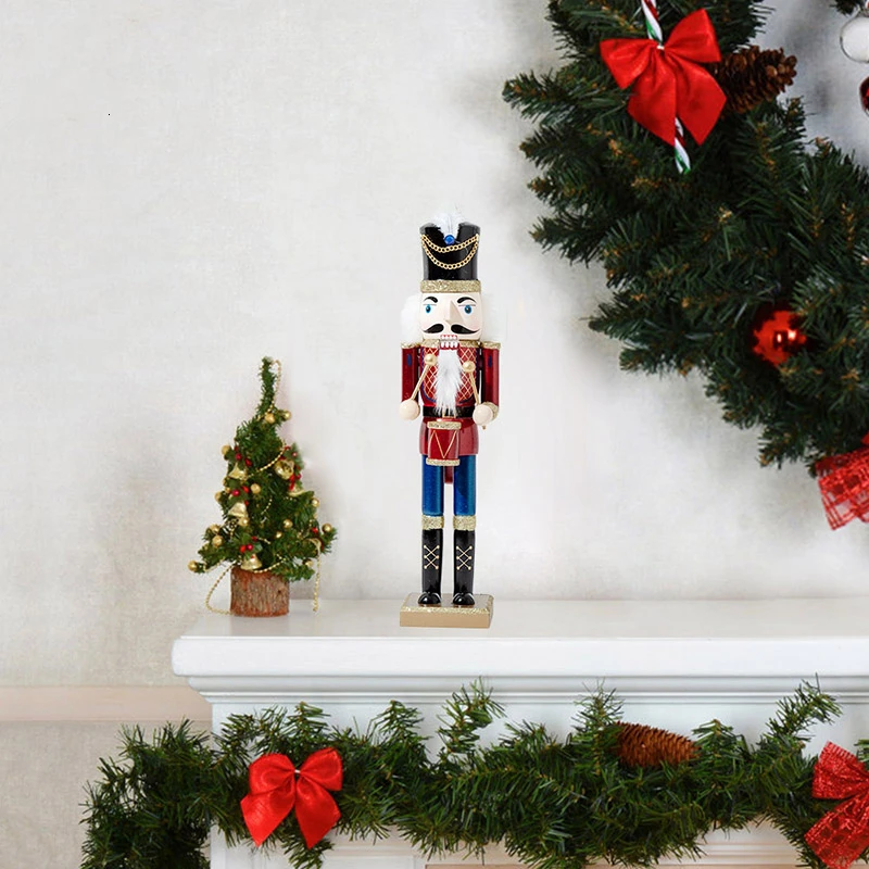 38 см деревянные миниатюрные фигурки солдата-щелкунчика, винтажная кукла ручной работы, Классическая кукла, рождественские украшения, домашний декор