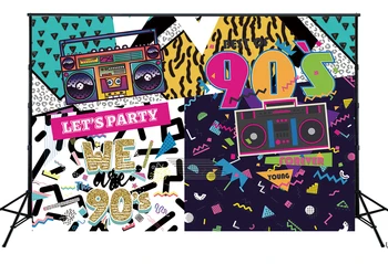 

The 90s Themed Party Photo Backdrop Hip Hop Rock Music Graffiti Wall Background Birthday Decorations Photo Booth Banner W-2189