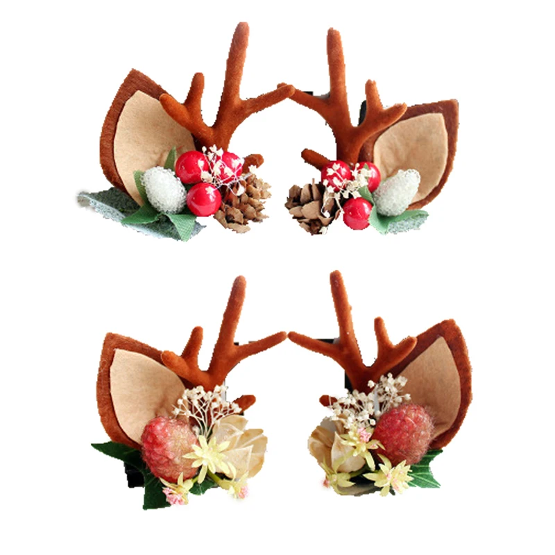 flower hair clip3 Яркая луна, мода, две пары, заколка для волос для рождественской вечеринки, цветок, Подсолнух, цветок, заколка для волос, цветок, ягоды, заколка для волос для девочек - Окраска металла: flower hair clip3