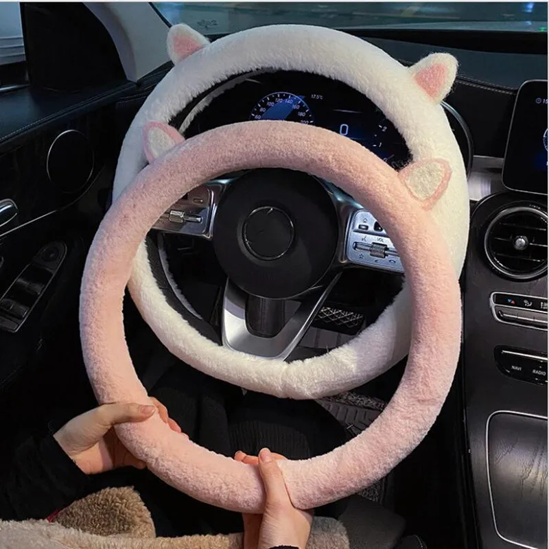

New Arrival Cartoon Anti-freezing Warm Winter Plush Car Steering Wheel Cover Cute Car Handle Gloves