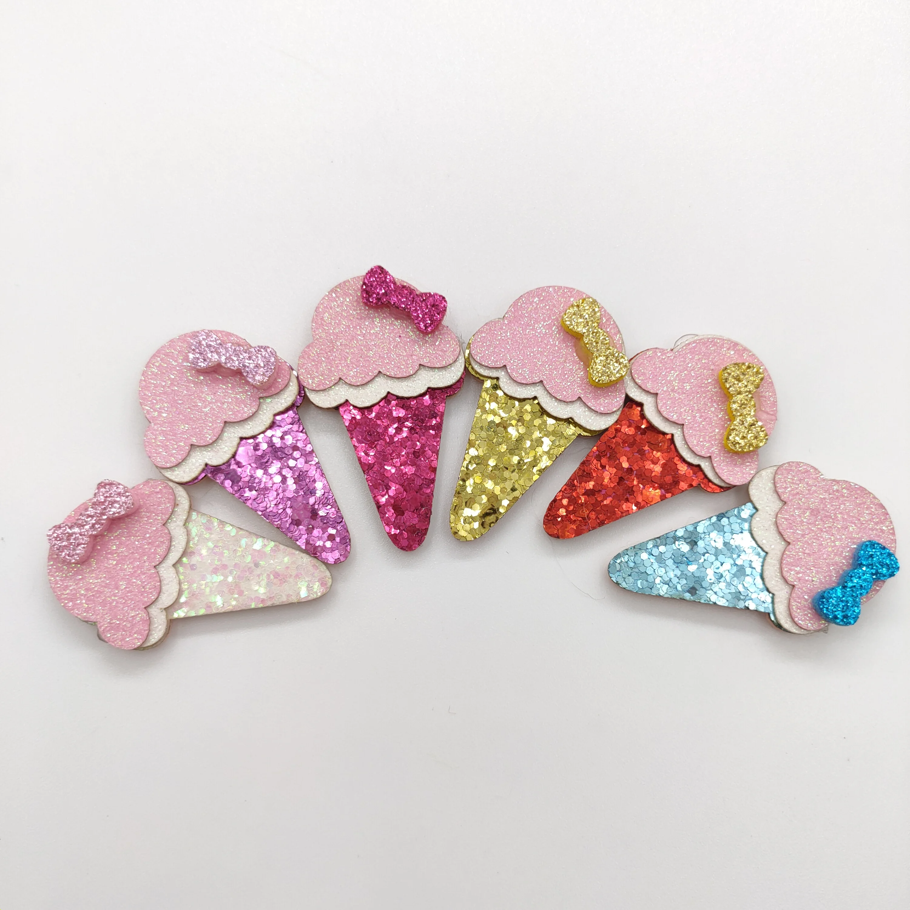 40pcs/lot 4x2.4cm Shiny Ice Cream Padded Applique Crafts For Children  Headwear Hair Clip Accessorie And Garment Accessoires - Patches - AliExpress