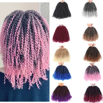 

Belle Show 8â€˜â€™ 3pcs/Pack Marlybob Hair Black Grey Blue Purple Pink Afro Kinky Curly Crochet Hair Ombre Braiding Hair Extensions