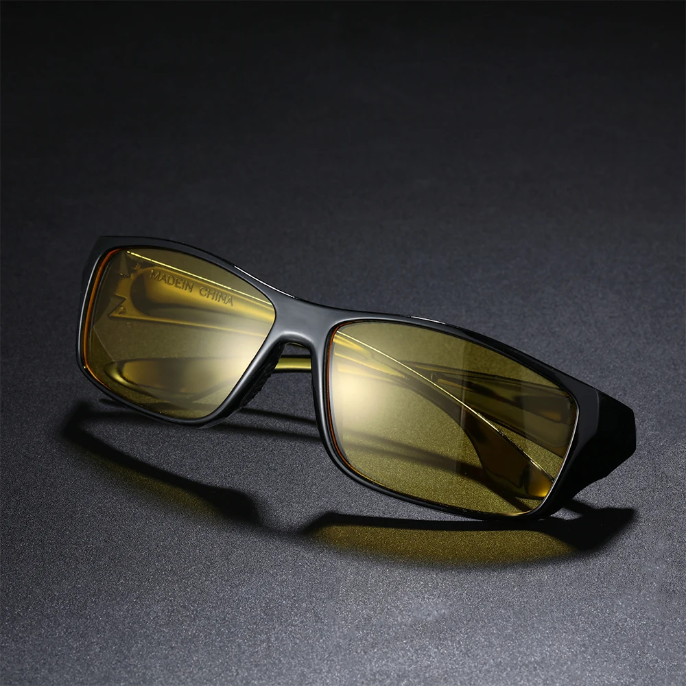 Anti Glare Night Vision Glasses Night Driving Glasses Polarized Yellow Tint Fit Over Wrap Around Prescription Eyewear For Men