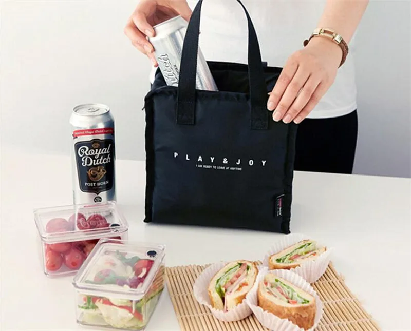 Фиолетовая 1 шт. переносная полосатая сумка для ланча для женщин, сумка-холодильник для еды, пикника, изолированная сумка-тоут, контейнер, сумка-Органайзер для Bento