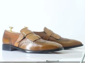 

Men PU Leather Fashion Shoes Low Heel Fringe Shoes Dress Shoes Brogue Shoes Spring Ankle Boots Vintage Classic Male Casual YK080