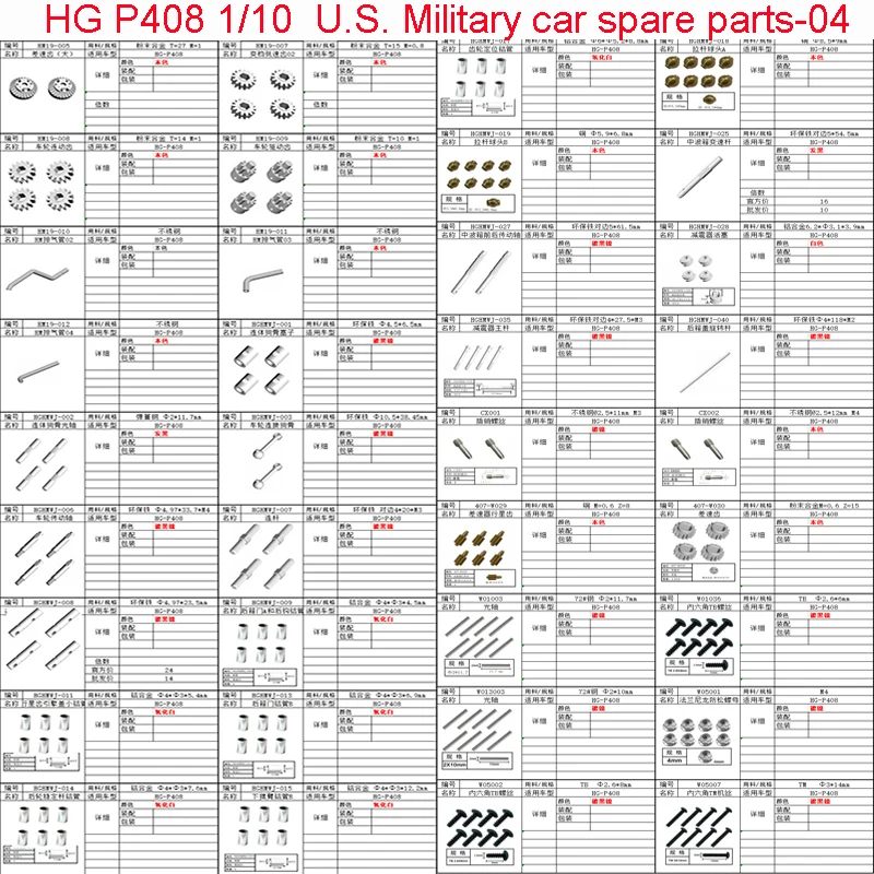 HG P408 P415 1/10 16CH Rc модель автомобиля U.S.4X4 Запчасти для военного автомобиля-04: прут