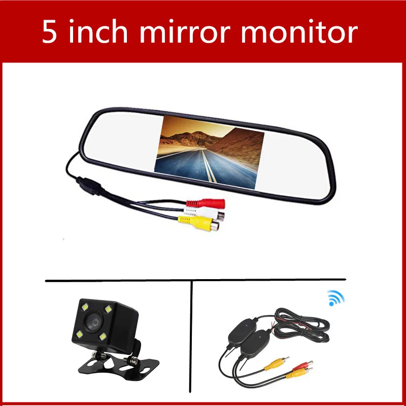 Monitor And 4LED 5 дюймов Автомобильный монитор TFT ЖК-дисплей " HD цифровой 16:9 800*480 Беспроводной Экран 2 Way видео Вход для заднего вида Камера DVD/VCD/ - Цвет: Monitor And 4LED