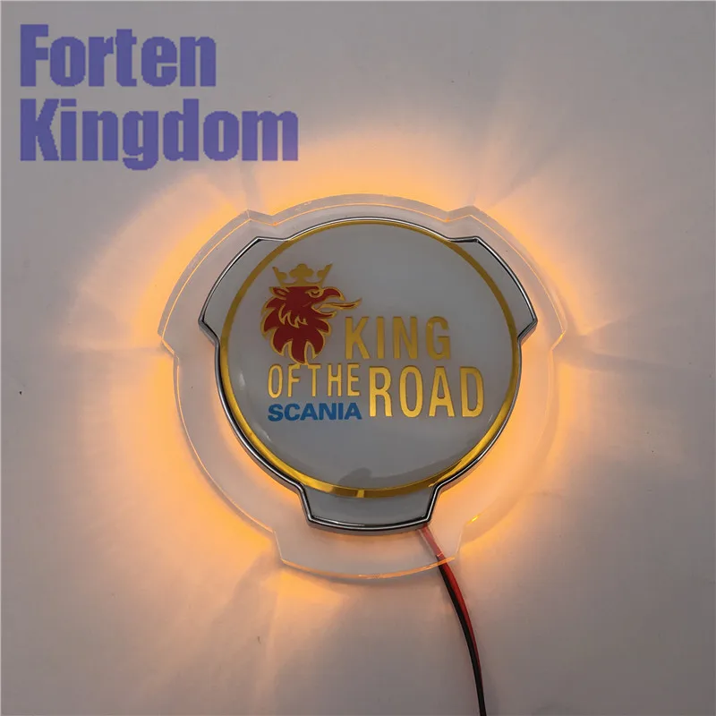 1 компл. Подходит для Scania King Of The Road 80 мм грузовик на заказ передняя решетка, эмблема на решетку значок с оранжевым 24 В светодиодный светильник