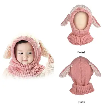 

2020 1pcs Hot Sale 46cm Unisex Children Cute Knitted Hat Cloak Scarf Ears Sleeve Cap