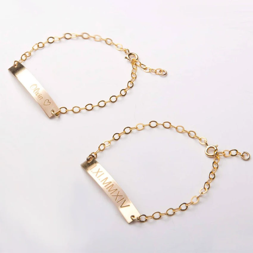 Dianshangkaituozhe персонализированные имя браслет Детские имя настройки мама jewelry браслет из нержавеющей стали розового золота