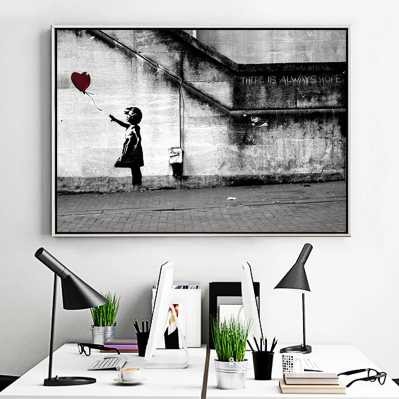 Граффити Бэнкси Картина на холсте Детские и сердца плакаты принты квадратные стены уличное искусство