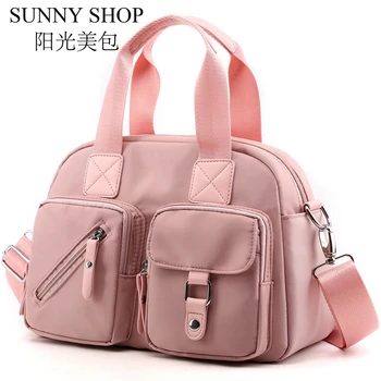 

SUNNY SHOP Waterproof Oxford Handbag Women Shoulder Bag Nylon Large Travel Messenger Bag Female Multi-pocket Bag Multifunction