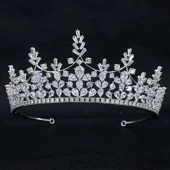 

Cubic Zirconia Wedding Bridal Princess Tiara Crown Women Girl Prom Hair Jewelry Accessories Real Platinum Plated CH10323