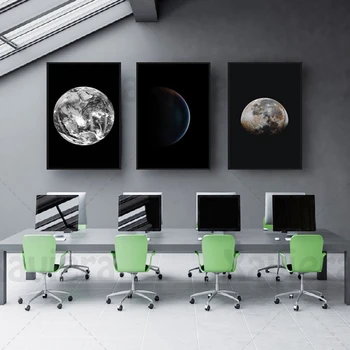 

Space Pictures Wall Art Moon HD Poster And Print Full Moon Half Moon Art Canvas Painting Night Sky Galaxy Home Decor Painting