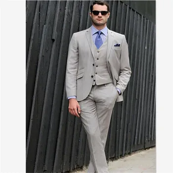 

Formal Costume Homme Bespoke Lapel Men suit Two Buttons Three Pockets Man Suits Blazer Masculino(Jacket+Pants+Vest) Traje Hombre