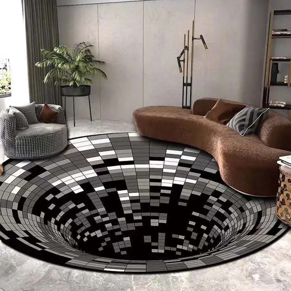 

Stereo Round Carpet 3d Printed Carpet Optical Illusion Areas Rug Floor Pad Non-slip Doormat Mats For Home Decoration