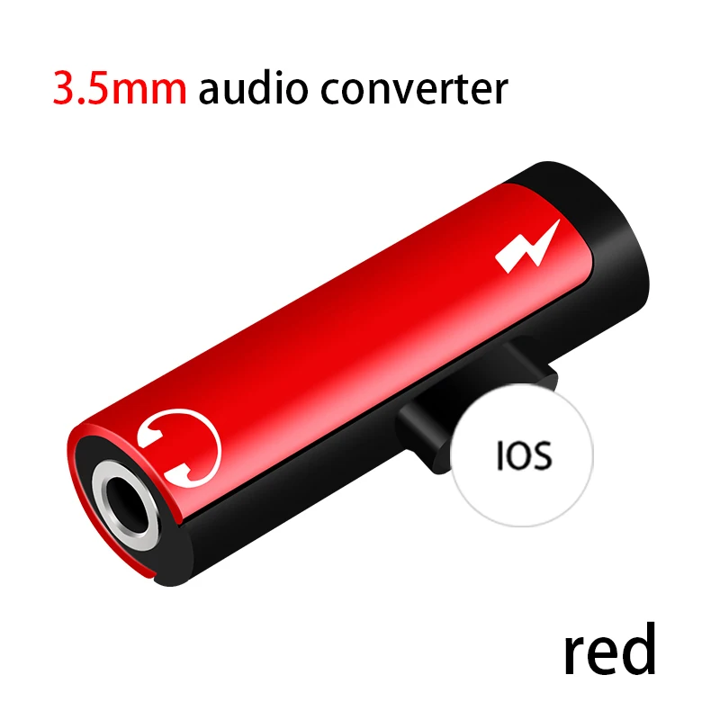 Для iPhone аудио адаптер IOS 13 11 12 для lightning до 3,5 мм разъем Aux Наушники Кабель OTG зарядное устройство конвертер сплиттер - Цвет: red