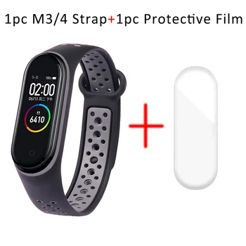 

Breathable Wrist Strap for Xiaomi Mi Band 3 4 Smart Watch M3 M4 Protector Film for Xiaomi MiBand 3 4 Silicone Replacement Strap