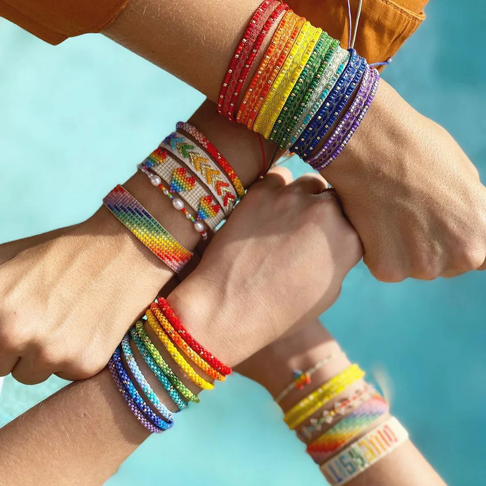 Женские радужные браслеты Go2boho Miyuki тканевые Браслет Из Ткани в стиле бохо