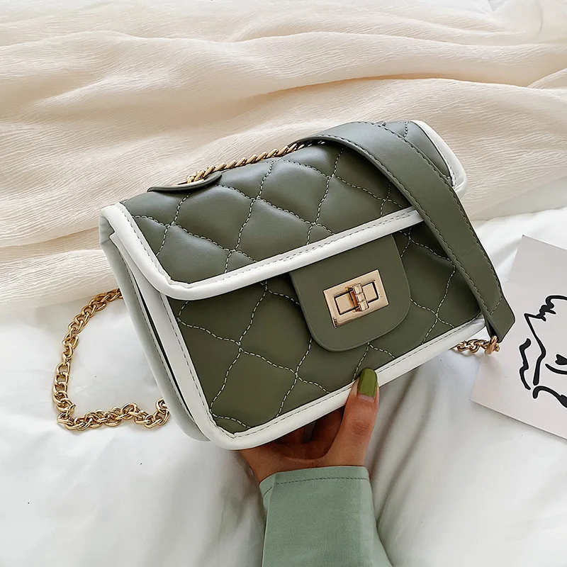 

New Arrival Bag Women's 2020 New Style Korean-style Western Style Rhombus Chain Square Sling Bag Versitile Fashion Shoulder Squa