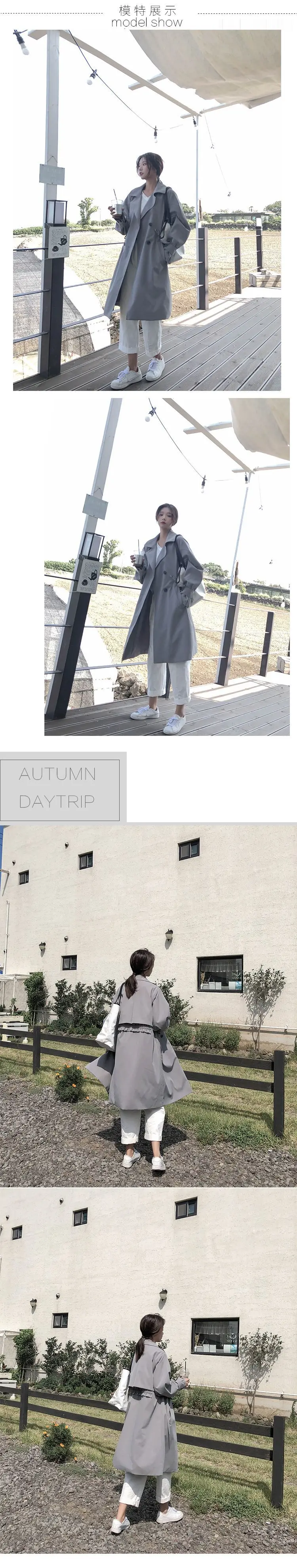 Тренч Для женщин средней длины в Корейском стиле-Стиль Сапоги выше колена; сезон весна-осень; стиль ретро Hong Kong Стиль шикарные пальто Тонкий