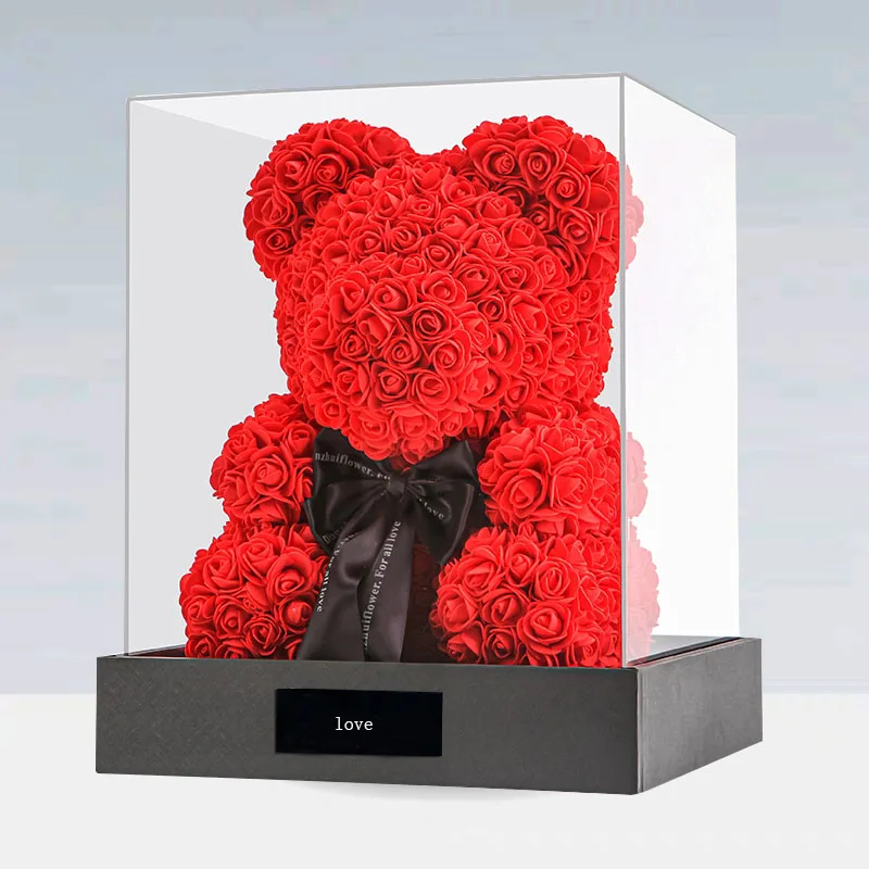 Wedding Decorative Souvenir Gifts Colorful 40cm Rose Bear Teddy Bear with Box 
