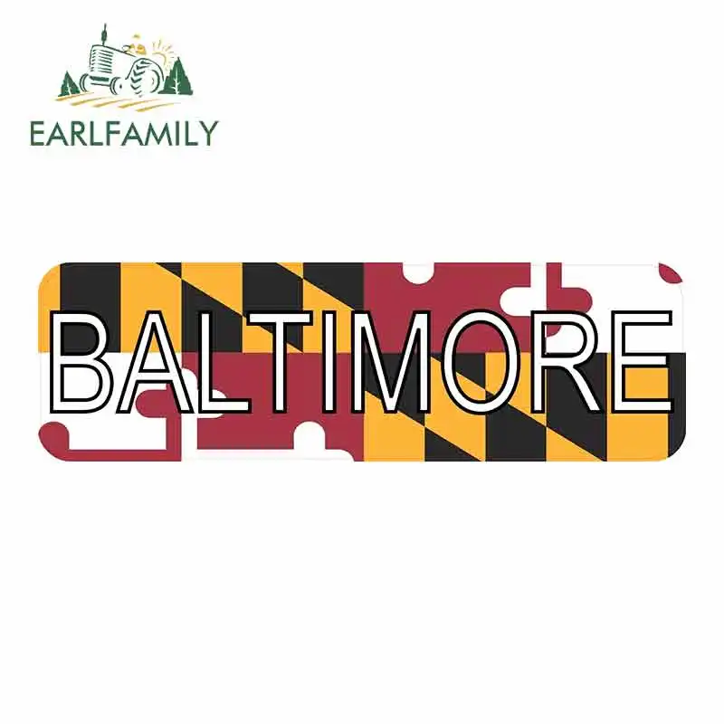 

EARLFAMILY 15cm x 4.6cm for Baltimore Maryland Flag Logo Car Sticker Vinyl JDM Bumper Trunk Truck Graphics RV VAN DIY Fine Decal