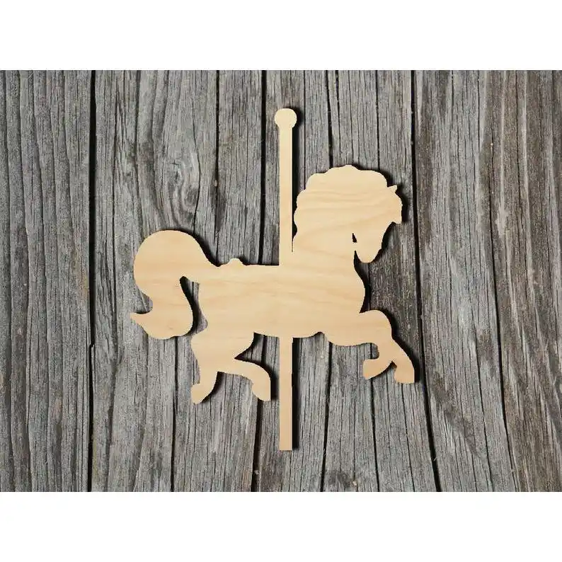 unfinished wooden carousel horses