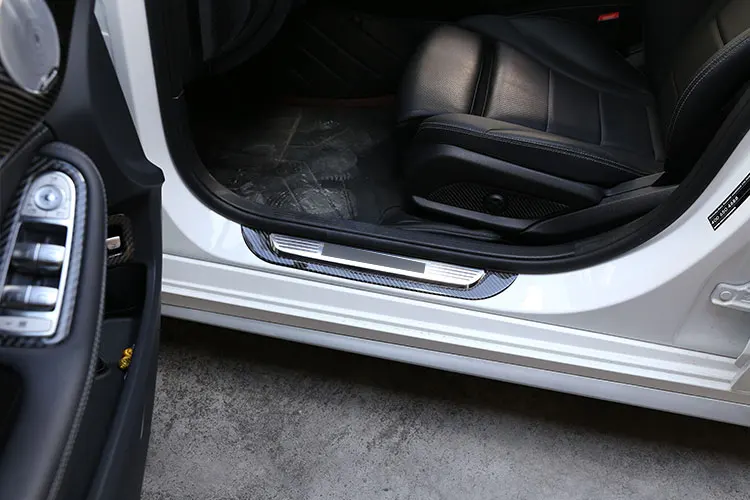 Для Mercedes Benz C Class W205 C180- углеродное волокно автомобиля снаружи порога защитная накладка 3D наклейка