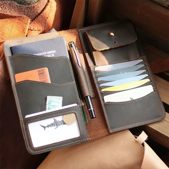 

Passport Wallet Genuine Leather Travel Wallet Document Holder Large Capacity Credit Card Holder Coin Purse