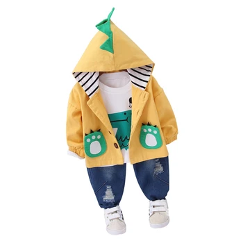

Baby Boys Girls Clothes Set Spring Autumn Infant Dinosaur Hooded Jacket T-shirt Pants 3pcs Outfits Kids Cotton Costume Suit Set