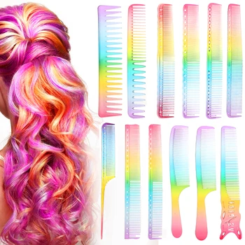 

Anti-Static Rainbow Colorful Hair Comb Double Head Hair Cutting Styling Tool Salon Multifunction Barber Hairdresser Comb Fashion