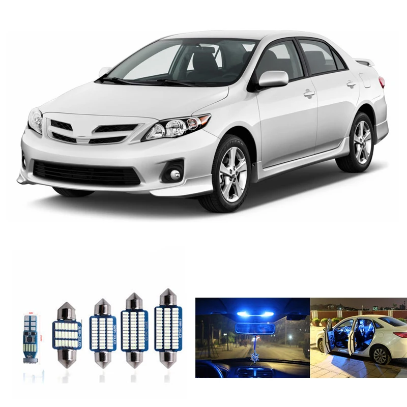 8Pcs Car LED Interior Reading Lights Package Kit For Toyota Corolla 2003-2011 Auto Map Dome Bulb License Plate Lamp Accessories |
